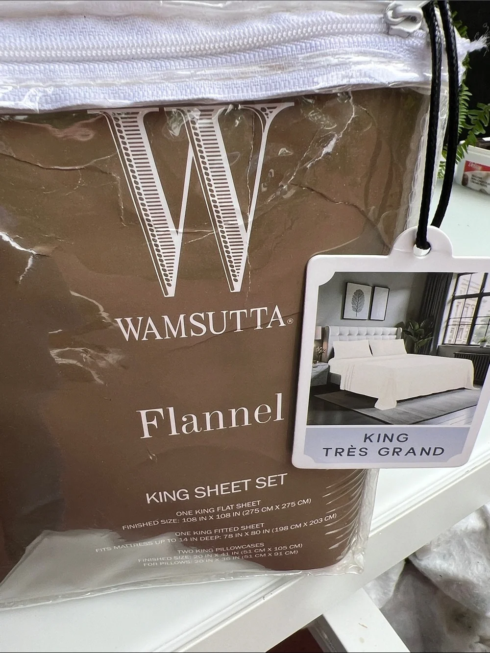 Wamsutta Flannel King Sheet Set in Beige/Tan